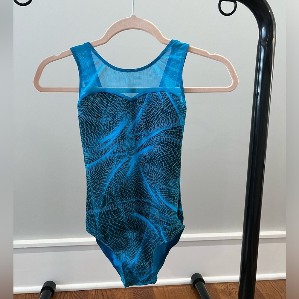 Elevé Girls blue and black leotard size L